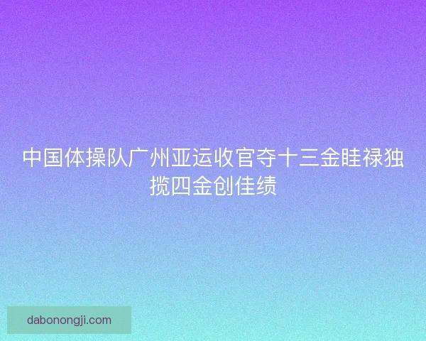 中国体操队广州亚运收官夺十三金眭禄独揽四金创佳绩